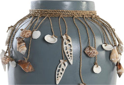 Vaas DKD Home Decor Blauw Wit Schelpen 20 x 20 x 26 cm (2 Stuks)