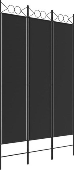 vidaXL - Kamerscherm - met - 3 - panelen - 120x200 - cm - stof - zwart