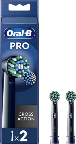 Oral-B Pro - CrossAction Opzetborstels - Verwijdert tot 100% meer tandplak - Zwart (2 stuks)