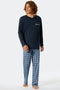 Schiesser Comfort Fit - Heren Pyjamaset - Lange mouwen V-hals - Donkerblauw