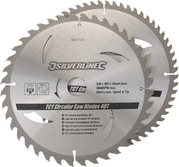 Silverline TCT zaagbladen voor cirkelzaag 2 pk 250mm