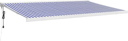 vidaXL - Luifel - uittrekbaar - 5x3 - m - stof - en - aluminium - blauw - en - wit