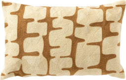 Dutch Decor AMY - Kussenhoes 30x50 cm - geweven grafische print - Tapioca - bruin en wit - met rits