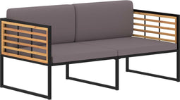 vidaXL - Tuinbank - met - kussens - 136 - cm - massief - acaciahout - donkergrijs