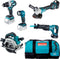 Makita 5-in 1 accu combiset, schroefboor, cirkelzaag, reciprozaag, haakse slijper, zaklamp 18 Volt 5,0 Ah
