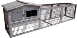 Flamingo Jumbo Cottage - Konijnenhok met ren - Extra groot 230x53x70 cm Grijs