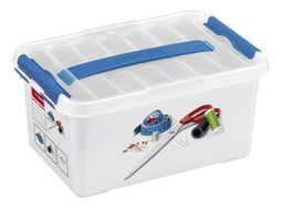 Sunware - Q-line naaidoos met inzet 6L wit blauw - 30 x 20 x 14,7 cm