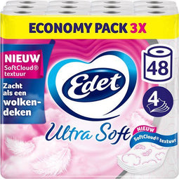 Edet Ultra Soft Toiletpapier - 4-laags - Wolkenzacht - Voordeelverpakking (48 rollen)