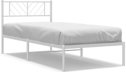 vidaXL - Bedframe - met - hoofdbord - metaal - wit - 80x200 - cm