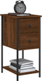 vidaXL - Nachtkastje - 32x42x70 - cm - bewerkt - hout - bruin - eikenkleur