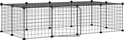 vidaXL - Huisdierenkooi - met - deur - 20 - panelen - 35x35 - cm - staal - zwart