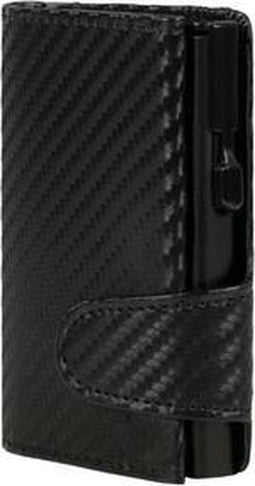 Clicksafe pasjeshouder - RFID - 8 pasjes - kunstleer/aluminium - carbon zwart - JU-961401