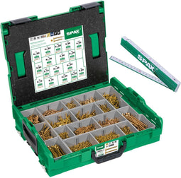 SPAX L-BOXX - Montagekoffer - 2930 stuks incl. 5 SPAX bits en duimstok - Yellox (2930 stuks)