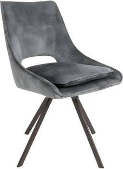 Meubelplaats Eetkamerstoel Milou Velvet Draaibaar Antraciet - By-Olaf - Set van 2 - Luxe en Comfort