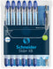Rollerpen Schneider Slider Basic XB blauw met 1 balpen Rave gratis | Etui a 7 stuk | 10 stuks