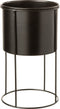 J-Line bloempot Op Voet - metaal - zwart - large - Ø 18 cm