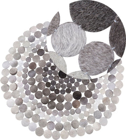 HILVAN - Laagpolig vloerkleed - Grijs - 140 cm - Koeienhuid leer