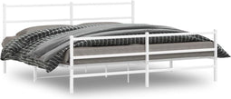 vidaXL - Bedframe - met - hoofd- - en - voeteneinde metaal - wit - 180x200 - cm