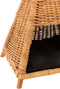 J-Line Rotan hondentent + kussen - jute - naturel/zwart - woonaccessoires