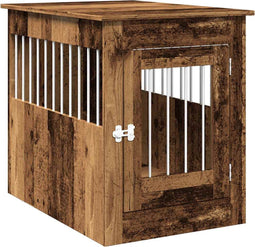 vidaXL - Hondenbench - 55x80x68 - cm - bewerkt - hout - oud - houtkleurig