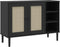vidaXL - Dressoir - SENJA - 112x40x80 - cm - rattan - massief - grenenhout - zwart