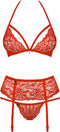 Obsessive Lingerie set met Jarretels – Erotische Lingeriset – Maat S/M – Rood