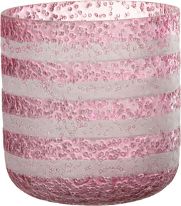 J-Line windlicht Strepen - glas - rood/wit - large