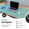 WURK Professionele Bureau Onderlegger Kunstleer - Bureau Organizer – Bureaumat – Bureau Accessoires – Muismat XXL - Inclusief Kabel Clip - Turqoise - 120x60