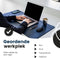 WURK Professionele Bureau Onderlegger Kunstleer – Bureau Organizer – Bureaumat – Bureau Accessoires – Muismat XXL– Inclusief Kabel Clip – 90x45 – Blauw