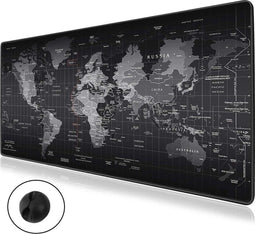 WURK Professionele Bureau Onderlegger – Wereldkaart – Bureau Organizer – Bureaumat – Bureau Accessoires – Muismat XXL – Anti-Slip – Inclusief Kabel Clip – 70x30