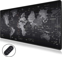 WURK Professionele Bureau Onderlegger – Wereldkaart – Bureau Organizer – Bureaumat – Bureau Accessoires – Muismat XXL – Anti-Slip – Inclusief Kabel Clip – 90x40