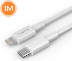 Wurk USB-C kabel naar Lightning - Kabel geschikt voor Ipad en Iphone - 1M - Wit