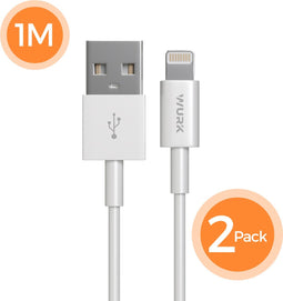 Wurk USB kabel naar Lightning - Kabel geschikt voor Ipad en Iphone - 2 Stuks van 1M - Wit