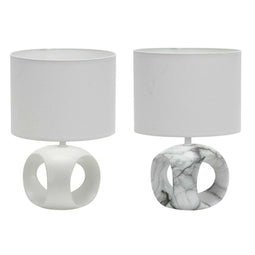 Bureaulamp DKD Home Decor Keramisch Grijs Polyester Wit (2 Stuks) (20 x 20 x 30 cm)