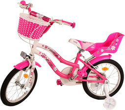 Volare Lovely Kinderfiets - Meisjes - 16 inch - Roze Wit - Twee Handremmen
