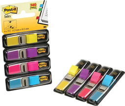 Post-it Index Smal | 4 x 35 tabs | geel | paars | roze en helderblauw