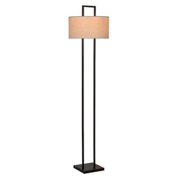 Atmooz - Vloerlamp Belford - Staande Lamp - Stalamp - Woonkamer - Zwart en witte kap - Hoogte 168cm - Metaal