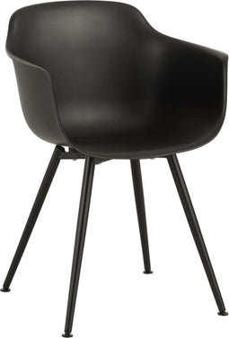 Eetkamerstoelen - Kuip stoel - Set van 4 kuipstoelen - Zwart Kunststof