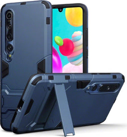 Qubits - Double Armor Layer hoes met stand - Geschikt voor Xiaomi Mi 10 - Blauw