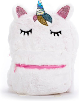 Overige Merken Rugtas Plushe Unicorn Wit/Roze