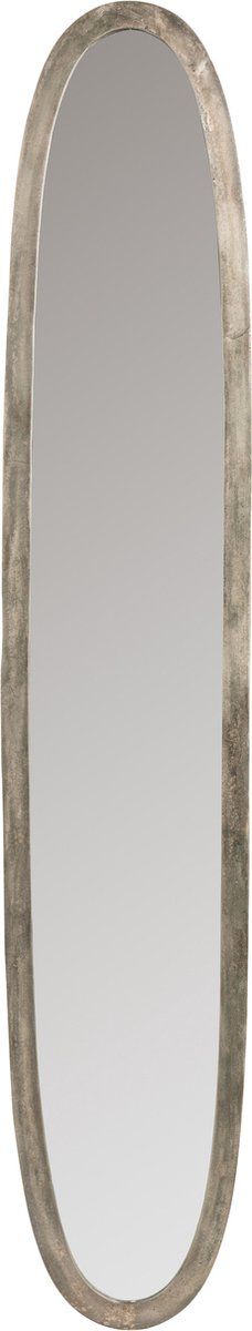 J-Line spiegel Antiek Ovaal - aluminium/glas - grijs - large - 179.5 x 33.5 cm