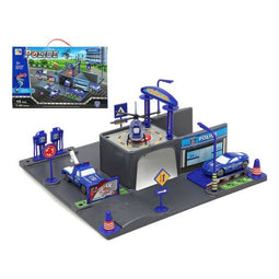 Parkeergarage met voertuigen Police S1122640 Blauw