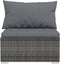 vidaXL - Driezitsbank - met - kussens - poly - rattan - grijs