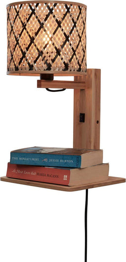 GOOD&MOJO Wandlamp Java - Bamboe/Zwart - 30x22x52cm - Binnen Modern