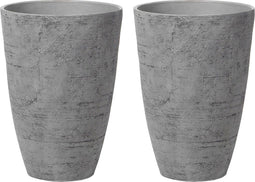CAMIA - Bloempot set van 2 - Grijs - Stenenmix