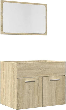 vidaXL - 2-delige - Badkamermeubelset - bewerkt - hout - sonoma - eikenkleurig