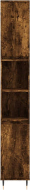 vidaXL - Badkamerkast - 30x30x190 - cm - bewerkt - hout - gerookt - eikenkleurig