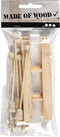 Ski met stokken, afm 11x3,8 cm, grenen, 3paar