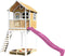 AXI Romy Speelhuis in Bruin/Wit - Met Verdieping, Paarse Glijbaan en Zandbak - Speelhuisje voor de tuin / buiten - FSC hout - Speeltoestel voor kinderen