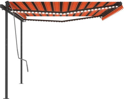 vidaXL - Luifel - automatisch - met - LED - en - windsensor - 5x3 - m - oranje - en - bruin